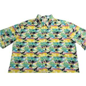 Coastal Men’s Hawaiian Palm Trees Summer‎ Button Up Short Sleeve Shirt Size xL